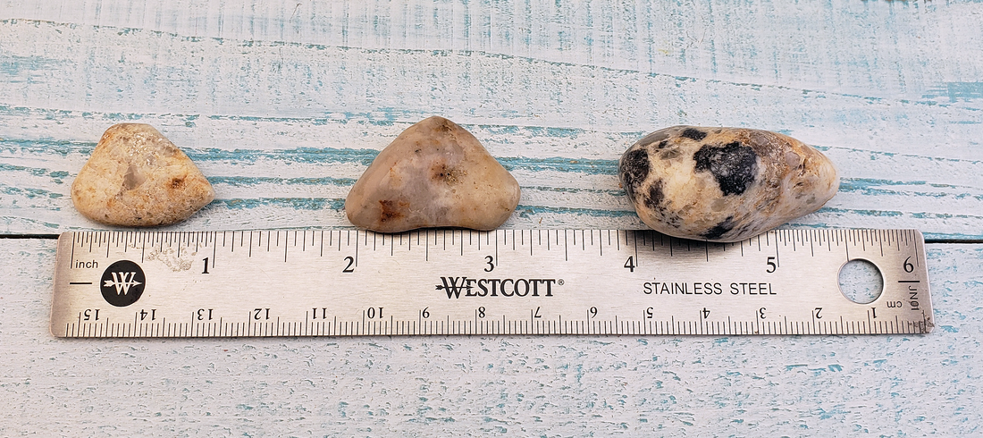 Cassiterite Tumbled Gemstone - One Stone or Bulk Wholesale Lots - Size Comparison