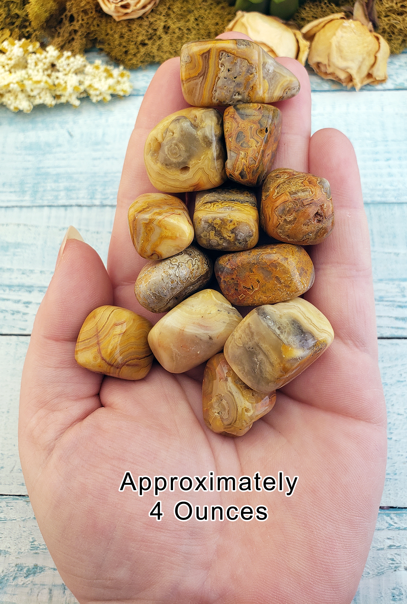 Golden Crazy Lace Agate Tumbled - One Stone or Bulk Wholesale Lots - 4 Ounces in Hand