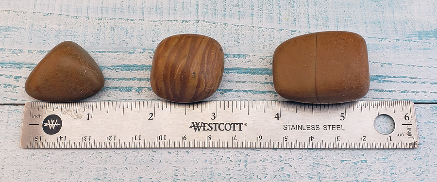 Picture Jasper Tumbled Gemstone - One Stone or Bulk Wholesale - Size Comparison