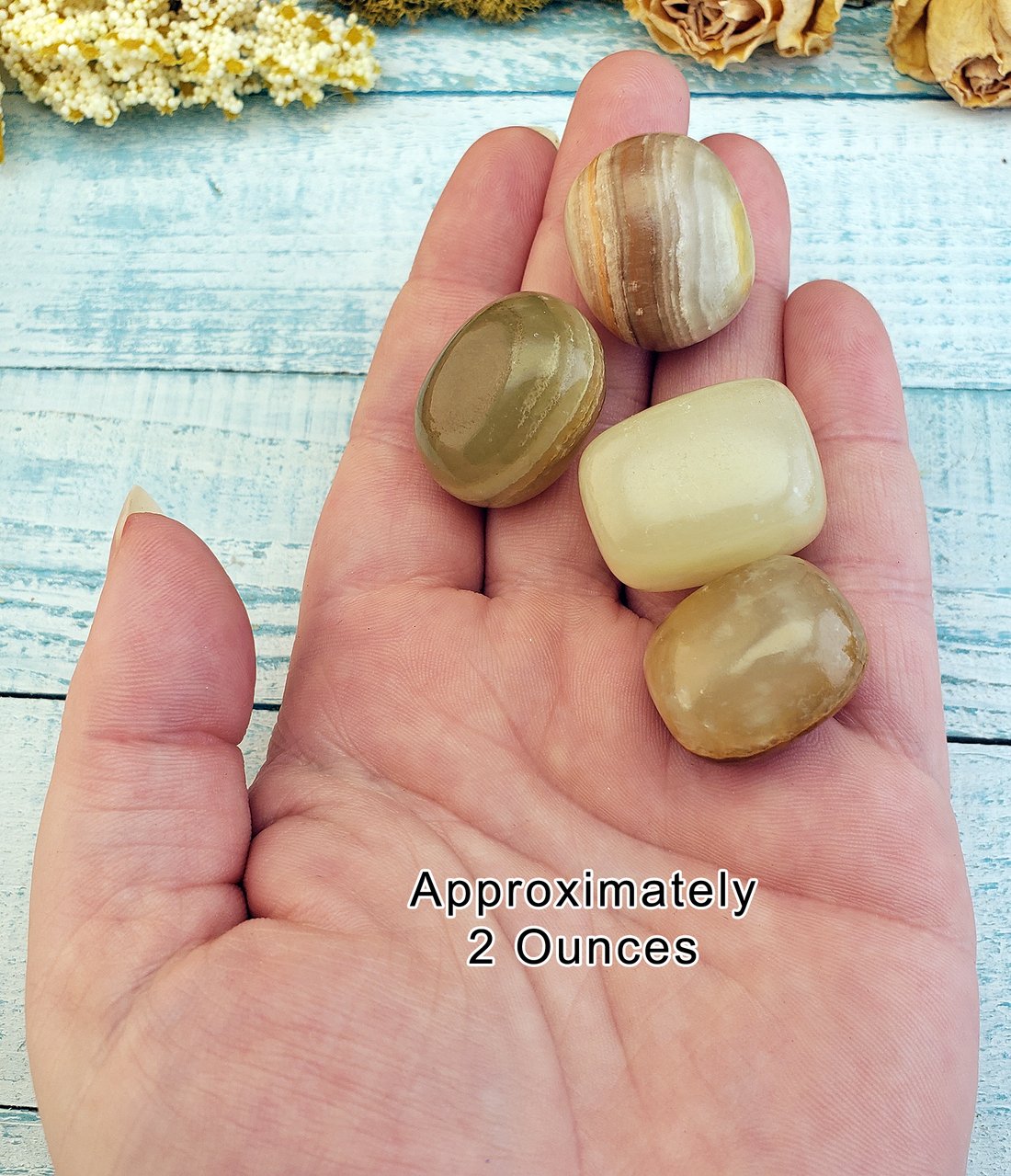 Green Marble Onyx Tumbled Gemstone - One Stone or Bulk Wholesale - 2 Ounce in Hand