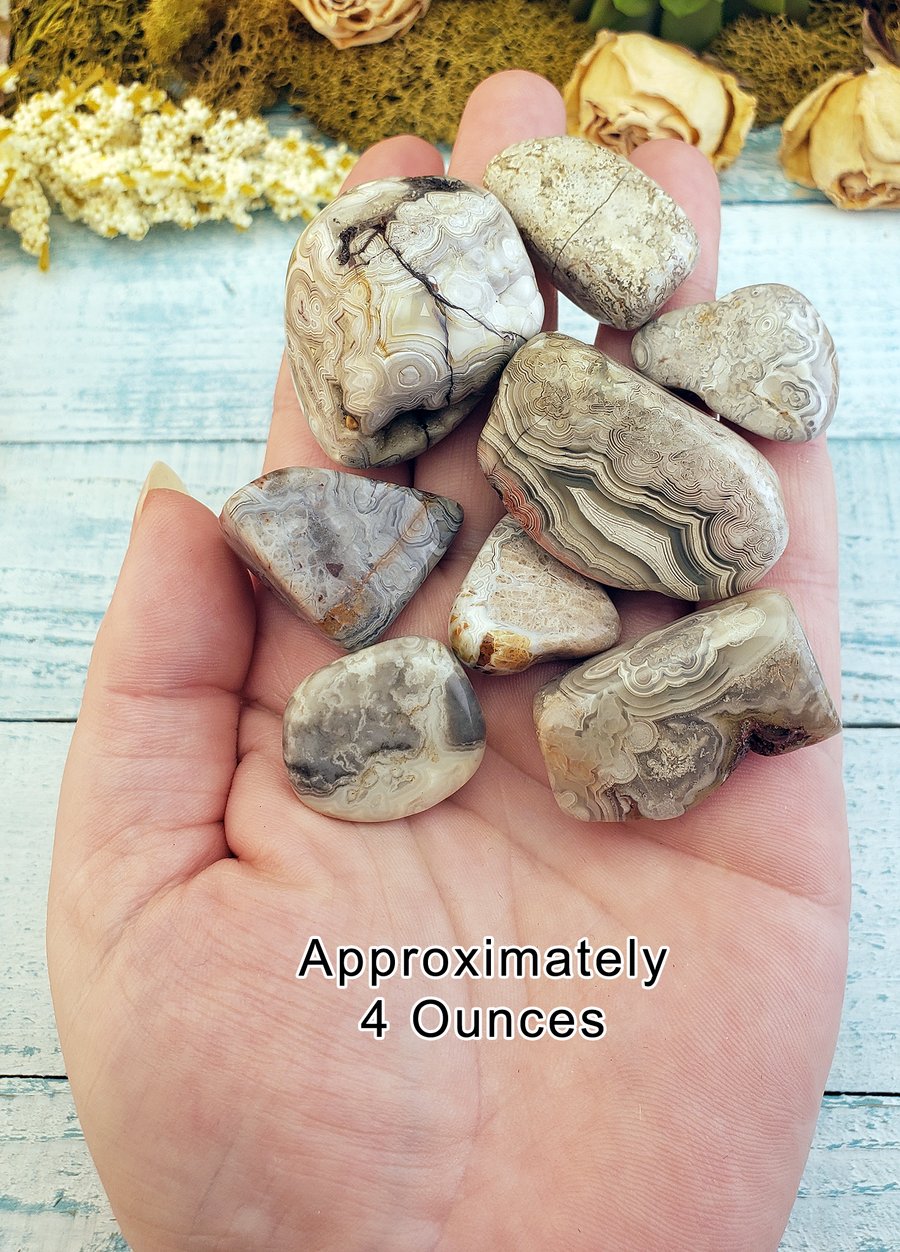 Grey Crazy Lace Agate Tumbled Stone - One Stone or Bulk Wholesale - 4 Ounces in Hand
