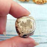 Grey Crazy Lace Agate Tumbled Stone - One Stone or Bulk Wholesale - One Stone Close Up