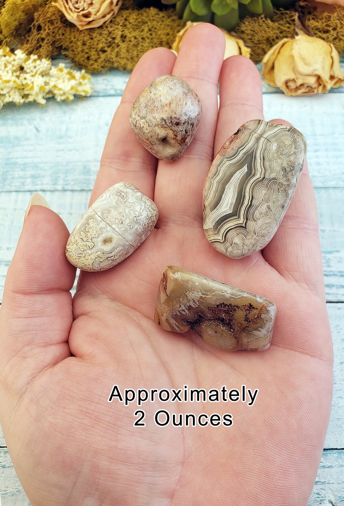 Grey Crazy Lace Agate Tumbled Stone - One Stone or Bulk Wholesale - 2 Ounces in Hand