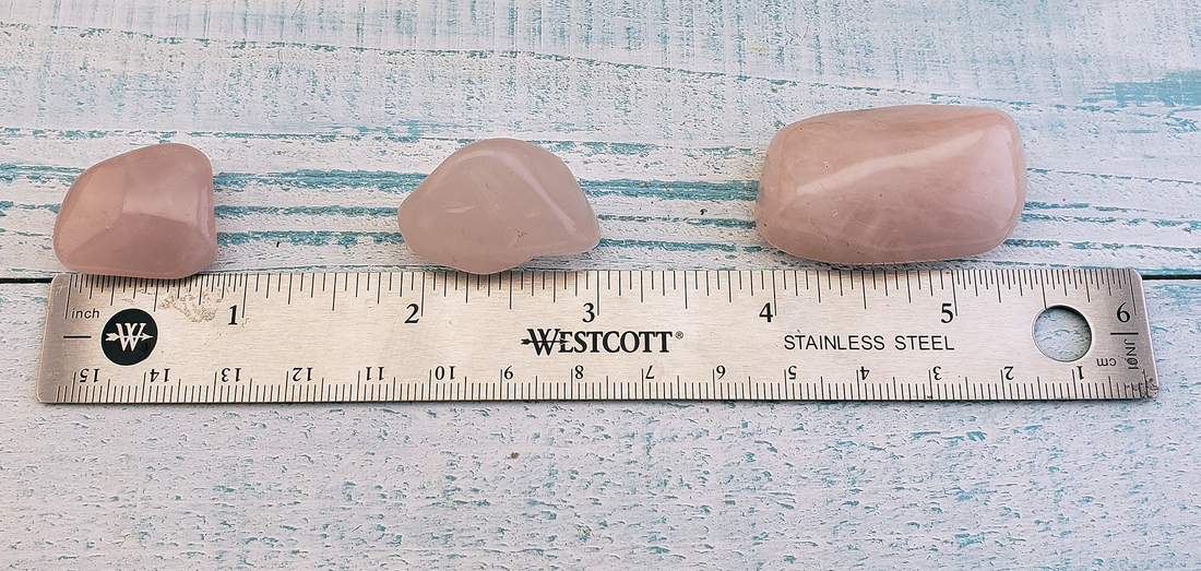 Rose Quartz Tumbled Gemstone - Size Comparison