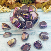 Ethereal Aura Amethyst Tumbled Gemstone - Group in Bowl