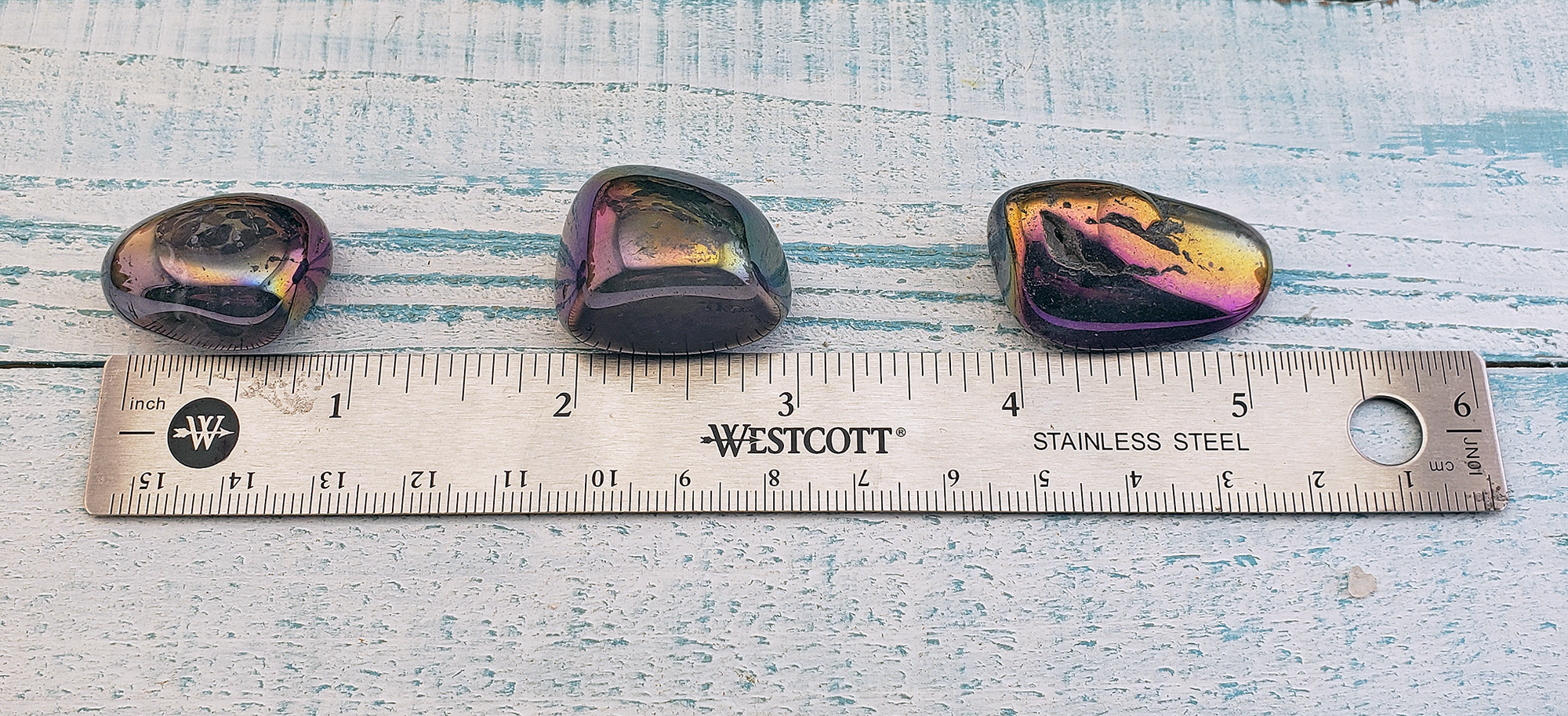 Ethereal Aura Amethyst Tumbled Gemstone - Size Comparison