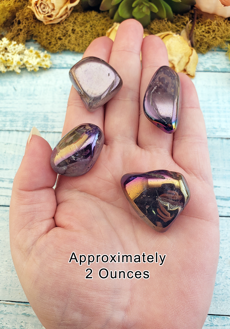 Ethereal Aura Amethyst Tumbled Gemstone - 2 Ounces in Hand