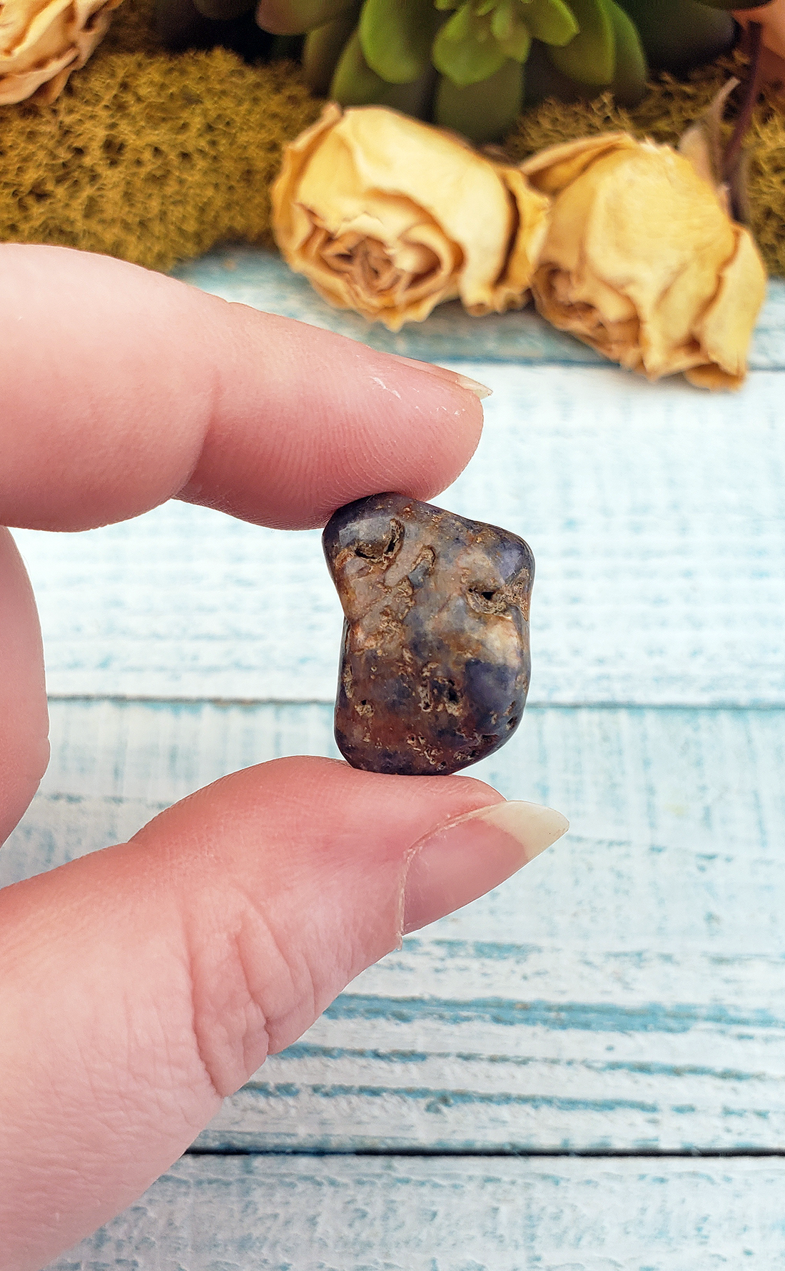 Sapphire Natural Tumbled Gemstone - One Stone Close Up