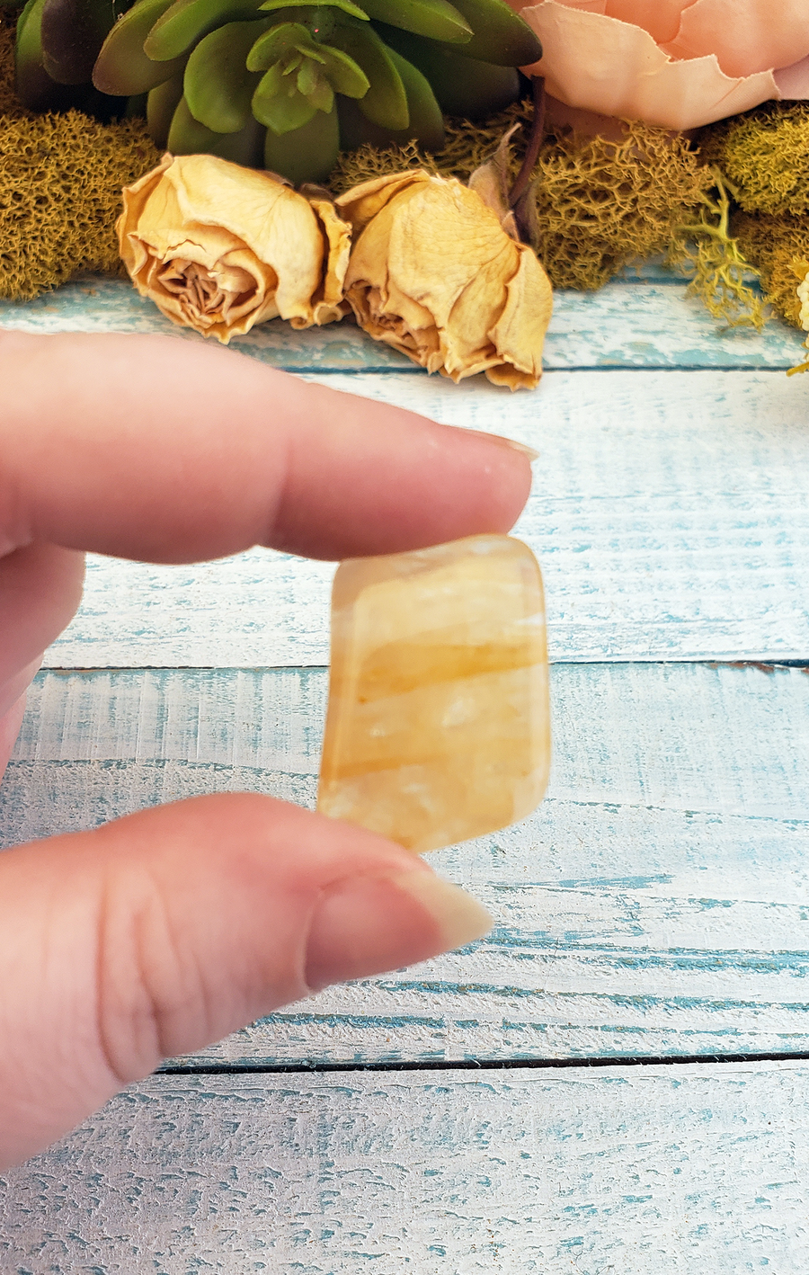 Hematoid Quartz Golden Healer Tumbled - One Stone Close Up