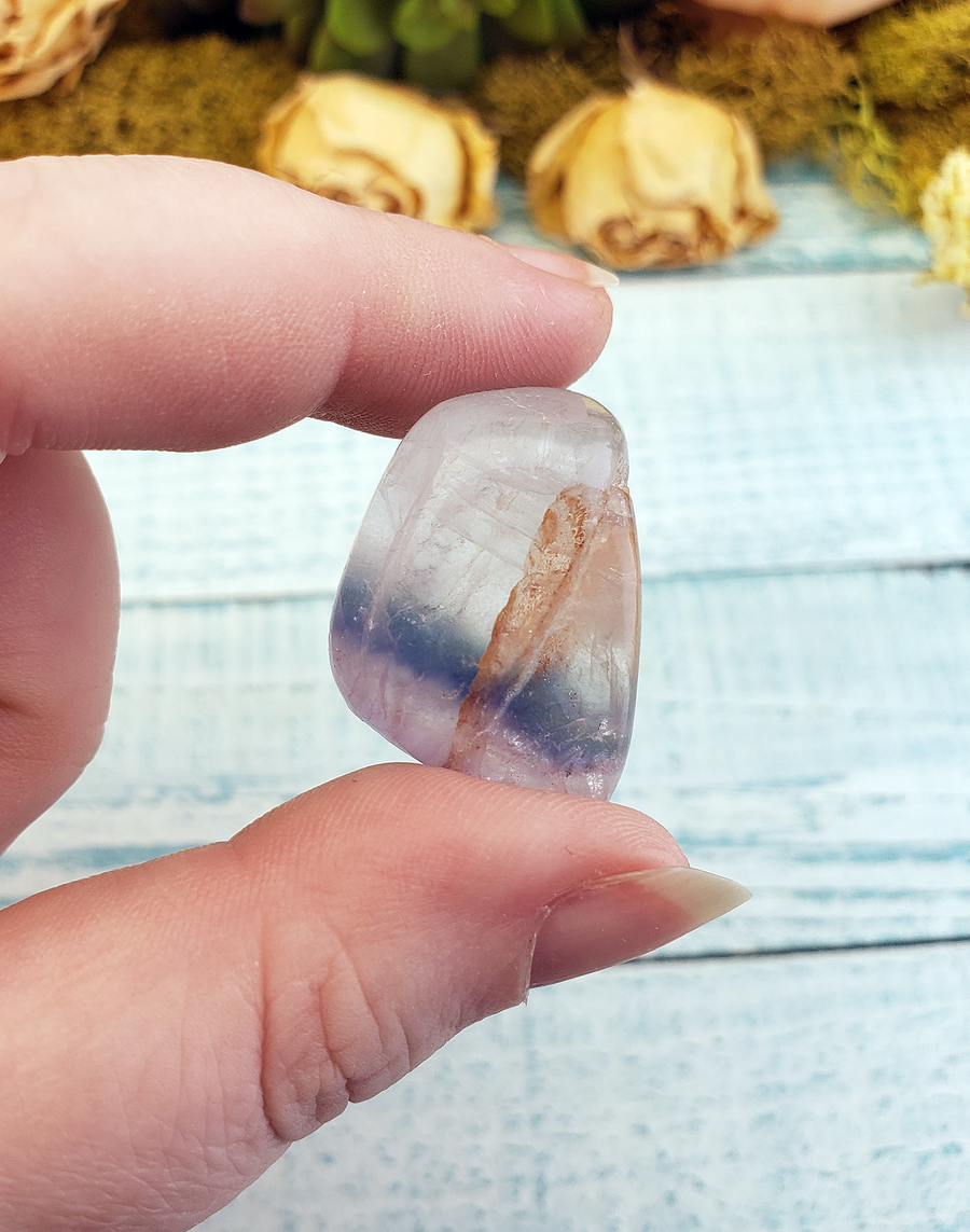 Ghost Pale Fluorite Tumbled Gemstone - One Stone with Inclusion
