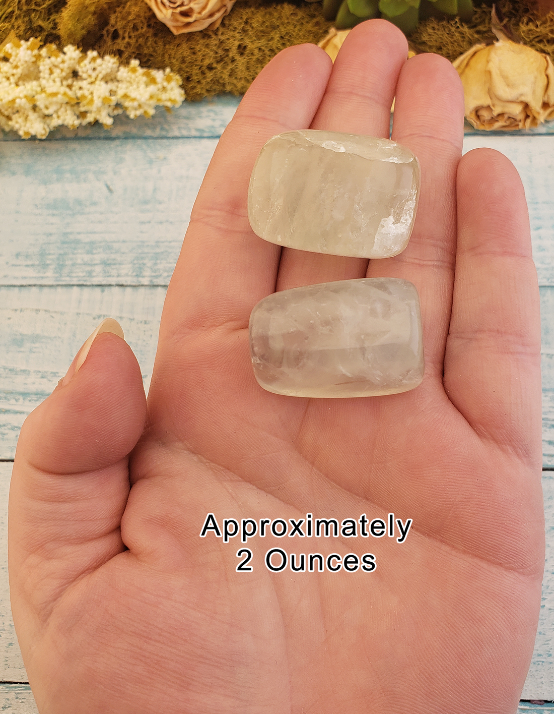 Ghost Pale Fluorite Tumbled Gemstone - 2 Ounces in Hand