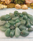 Green Aventurine Tumbled Gemstone - Group on Board