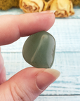 Green Aventurine Tumbled Gemstone - Single Stone Close Up