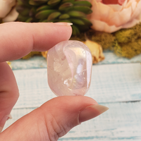 Fantasy Aura Rose Quartz Tumbled Gemstone - One Stone in Hand