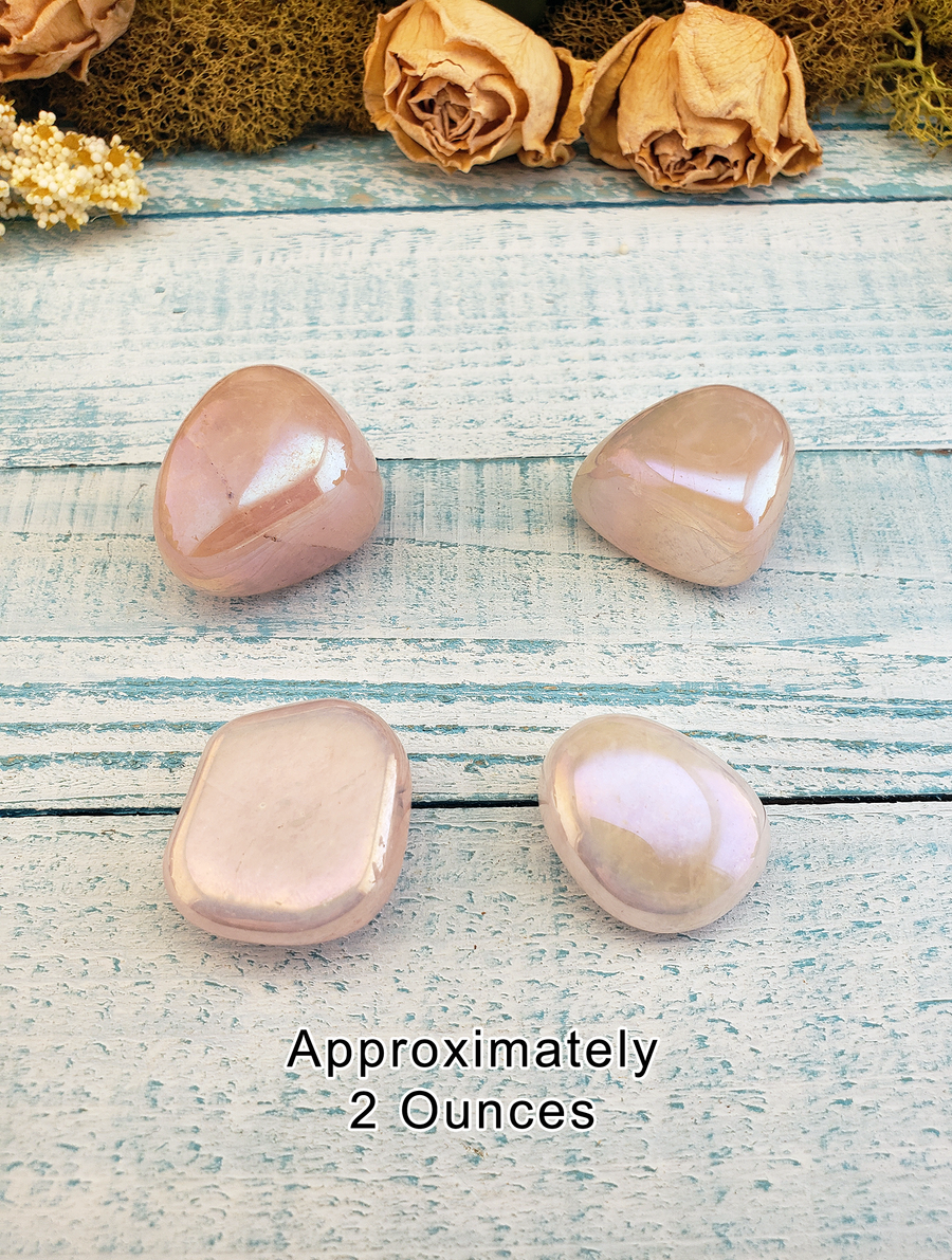 Fantasy Aura Rose Quartz Tumbled Gemstone - 2 Ounces
