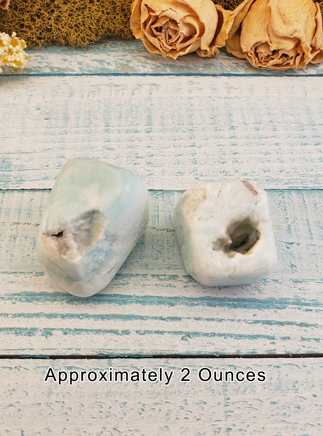 Blue Aragonite Natural Tumbled Gemstone - Natural Texture - 2 Ounces