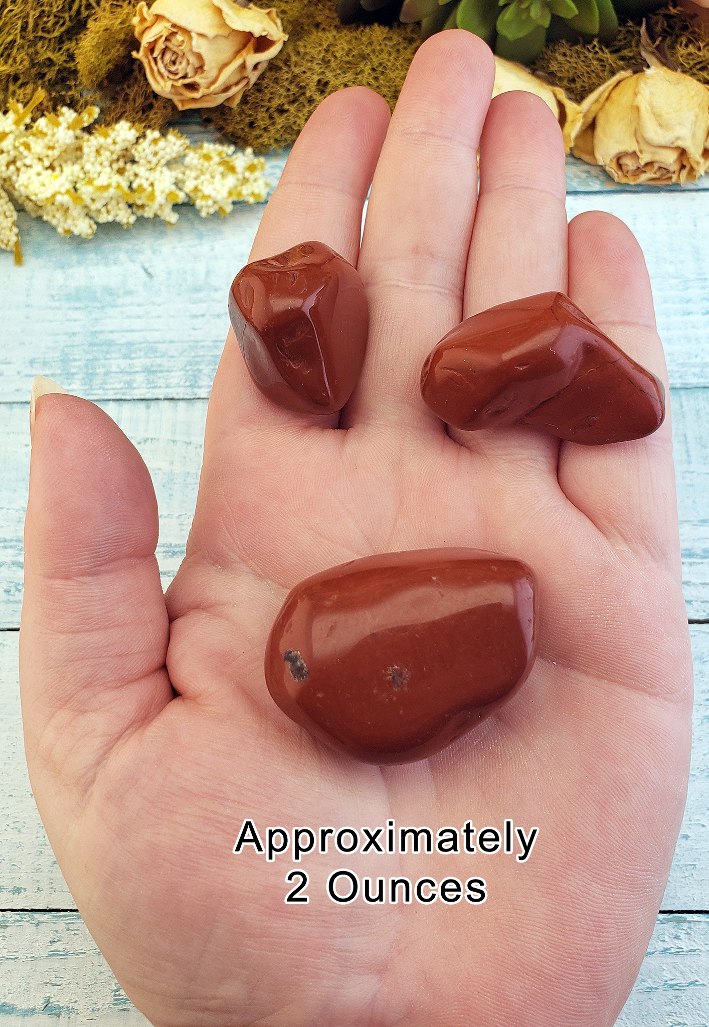 Red Jasper Natural Tumbled Gemstone - 2 Ounces in Hand