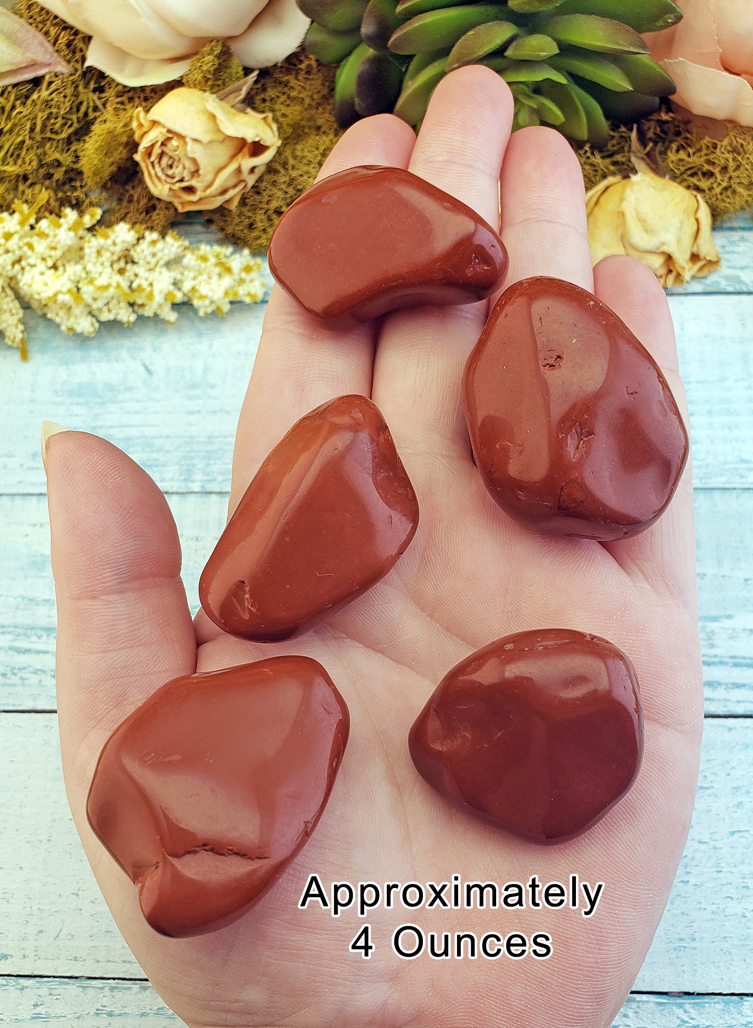 Red Jasper Natural Tumbled Gemstone - 4 Ounces in Hand