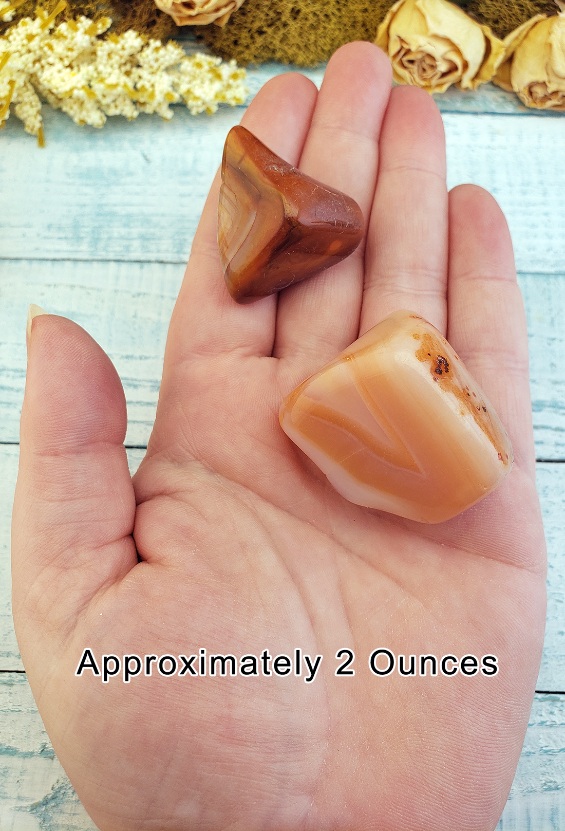Banded Carnelian Polished Tumbled Gemstone - 2 Ounces in Hand