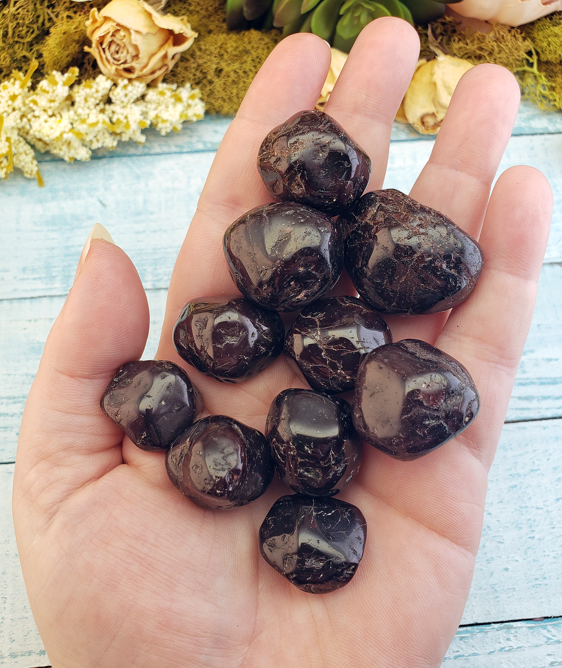 Garnet Natural Tumbled Gemstone - One Stone Slight Texture