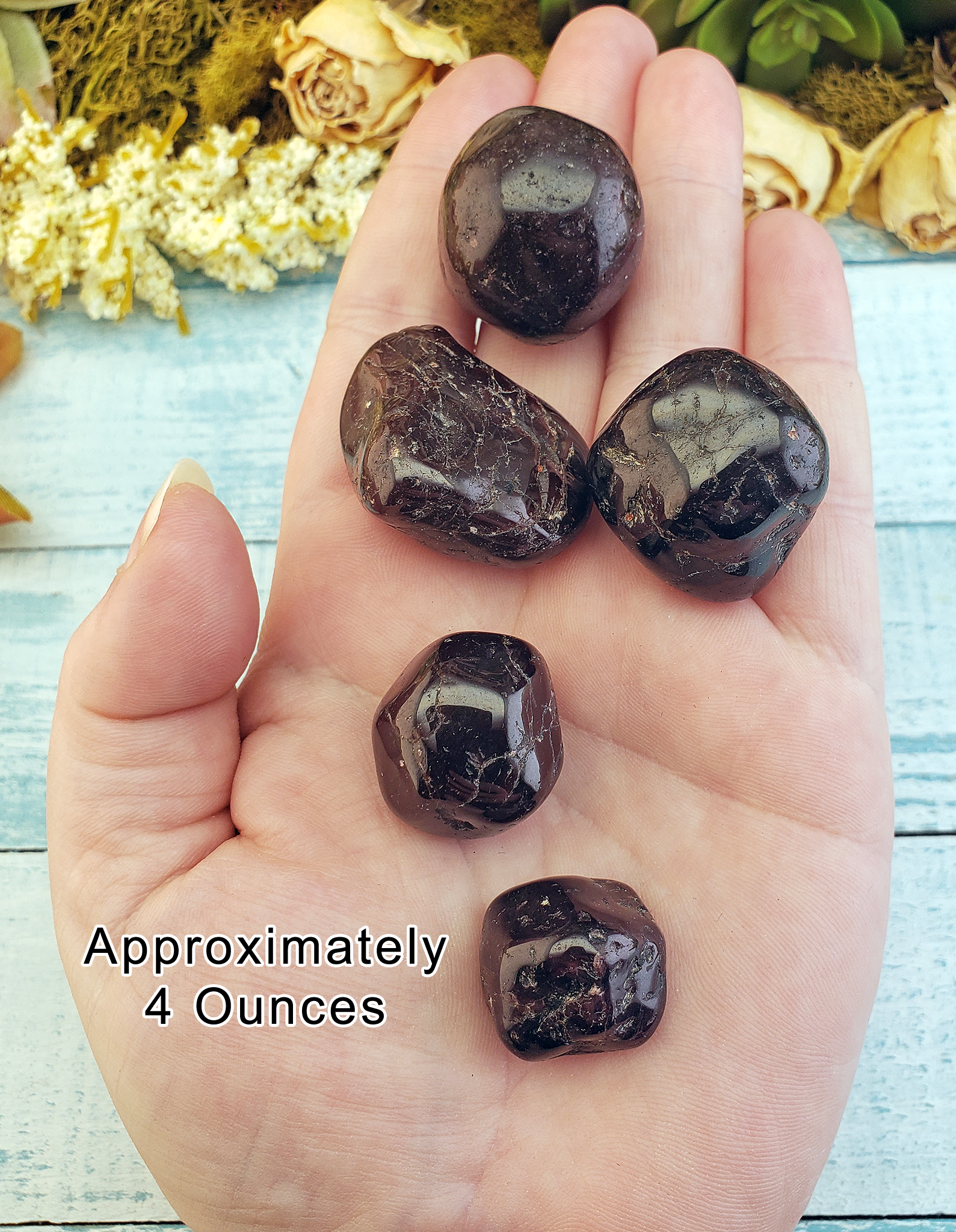 Garnet Natural Tumbled Gemstone - 4 Ounces in Hand