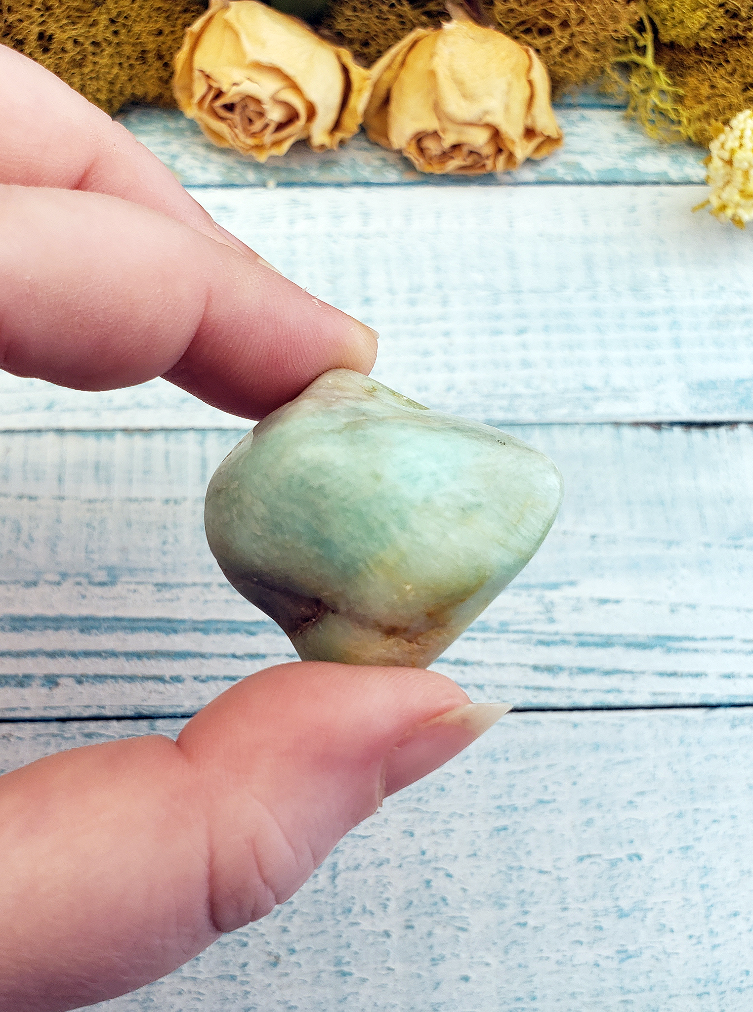 Amazonite Tumbled Natural Gemstone - Large Rounded One Stone in Hand