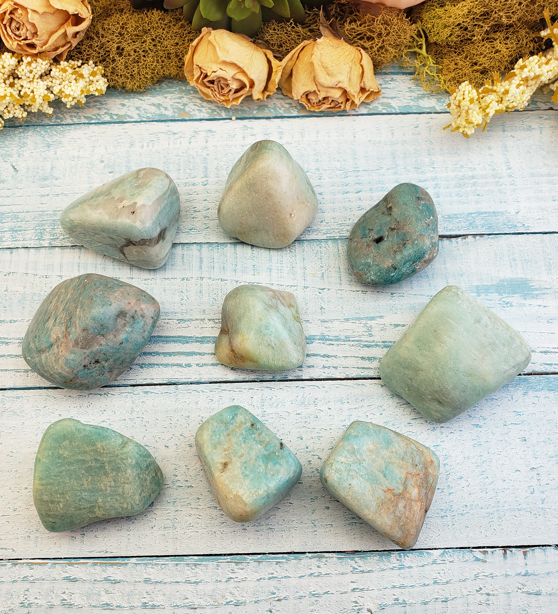 Amazonite Tumbled Natural Gemstone - Group Photo