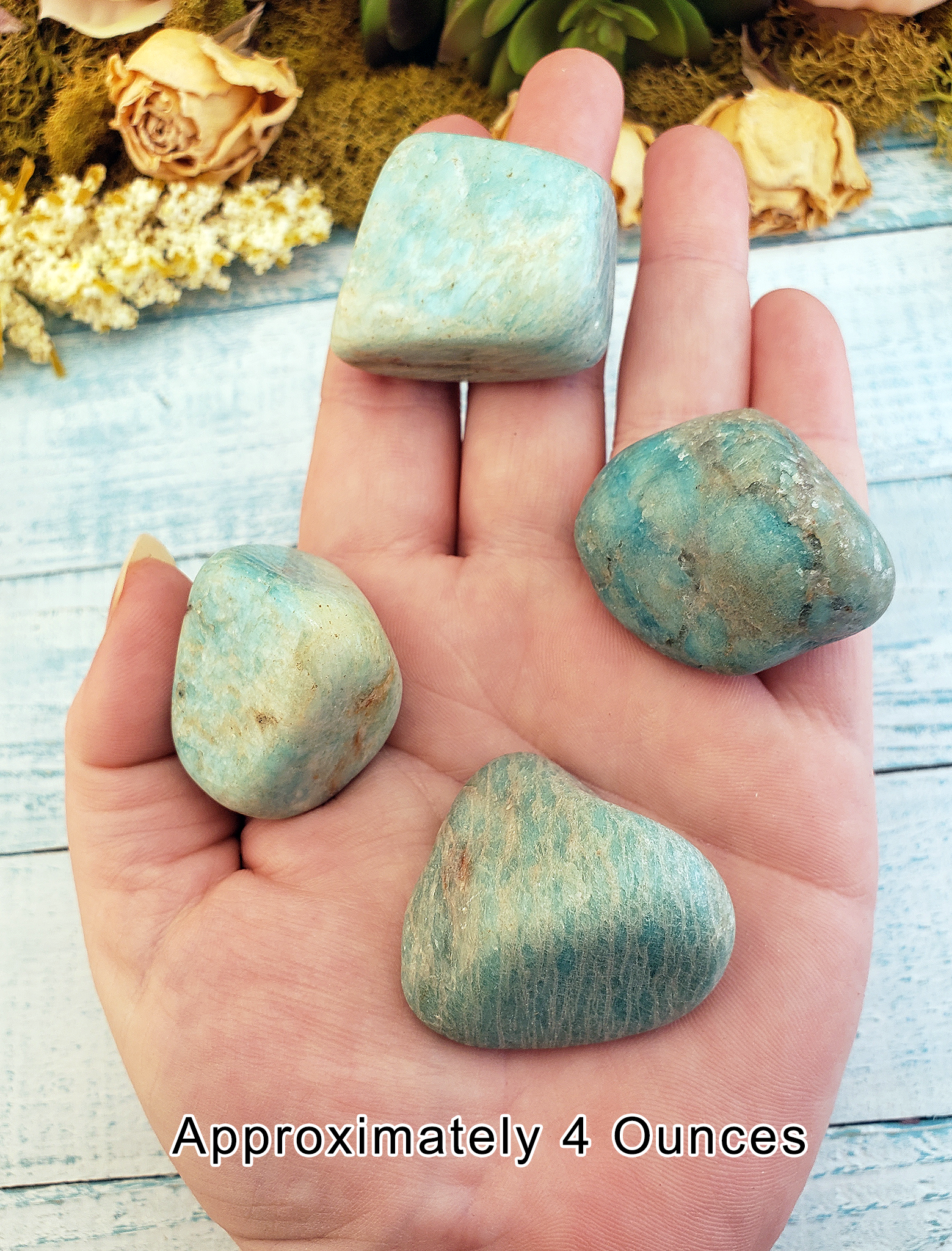 Amazonite Tumbled Natural Gemstone - 4 Ounces in Hand