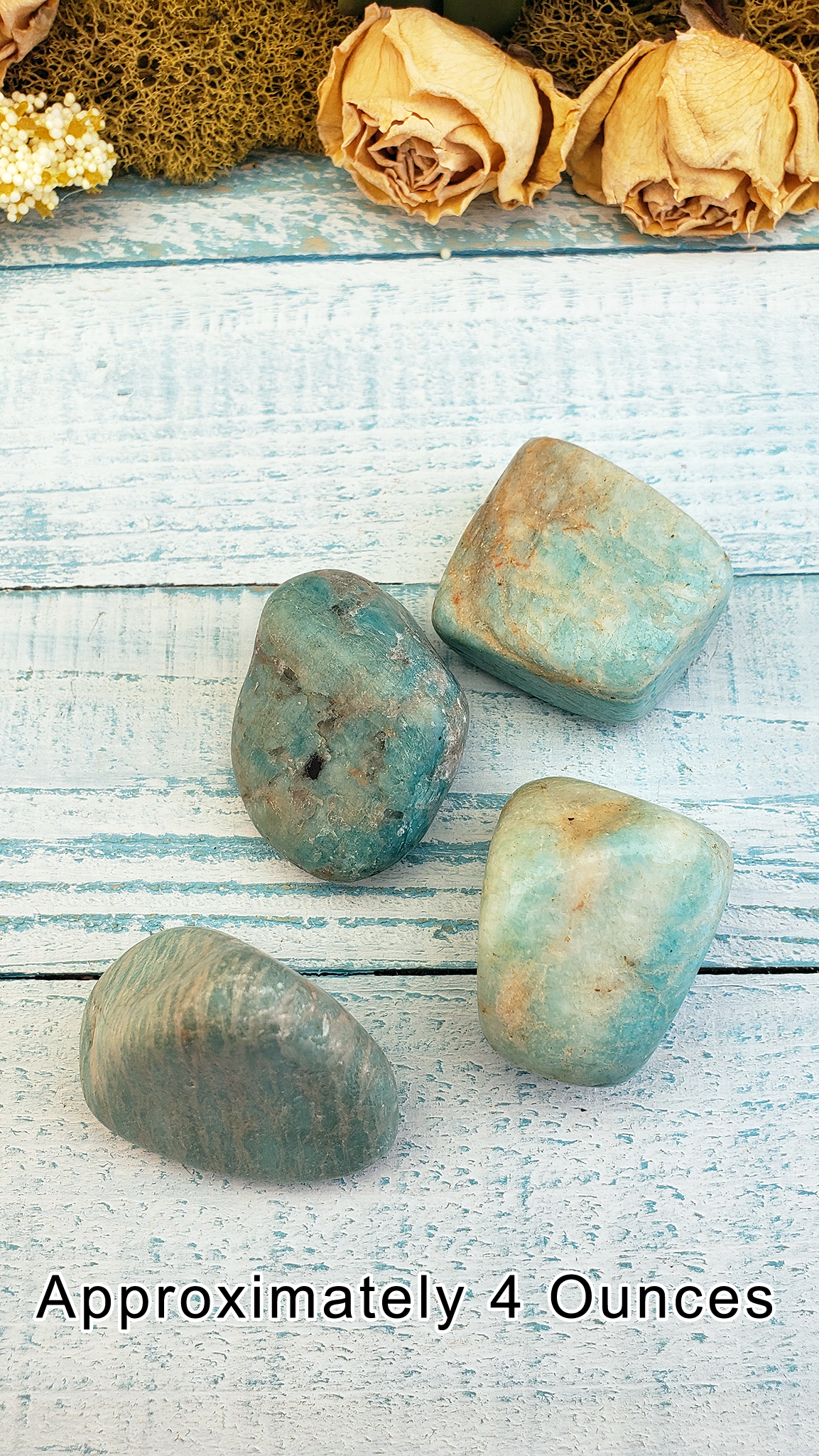 Amazonite Tumbled Natural Gemstone - 4 Ounces on Board