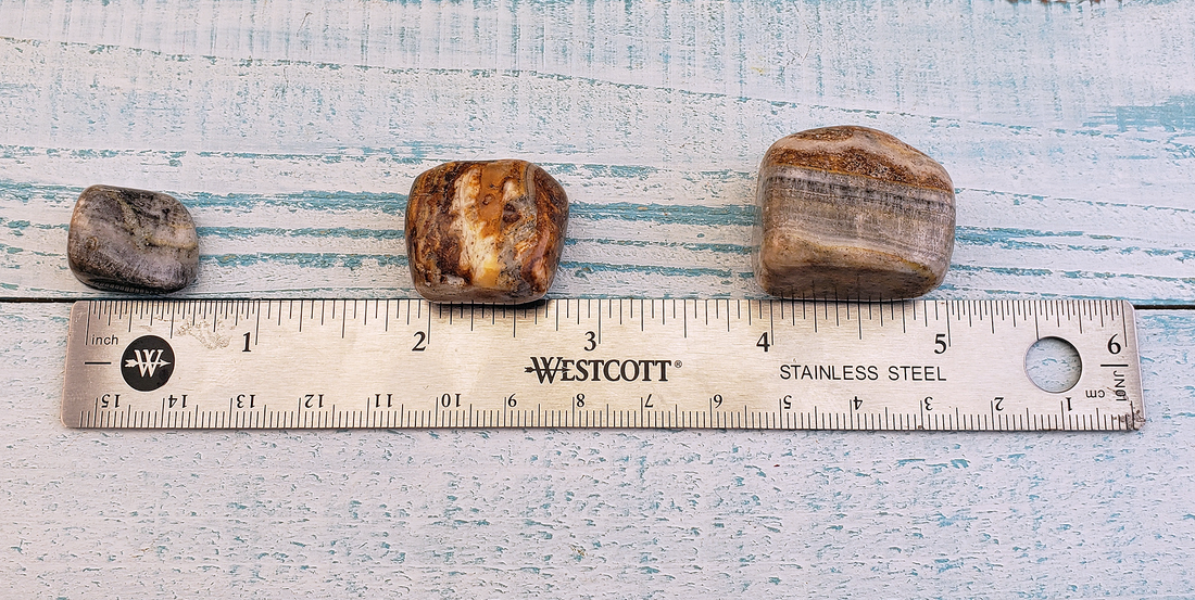 Marble Onyx Natural Tumbled Gemstone - Size Comparison