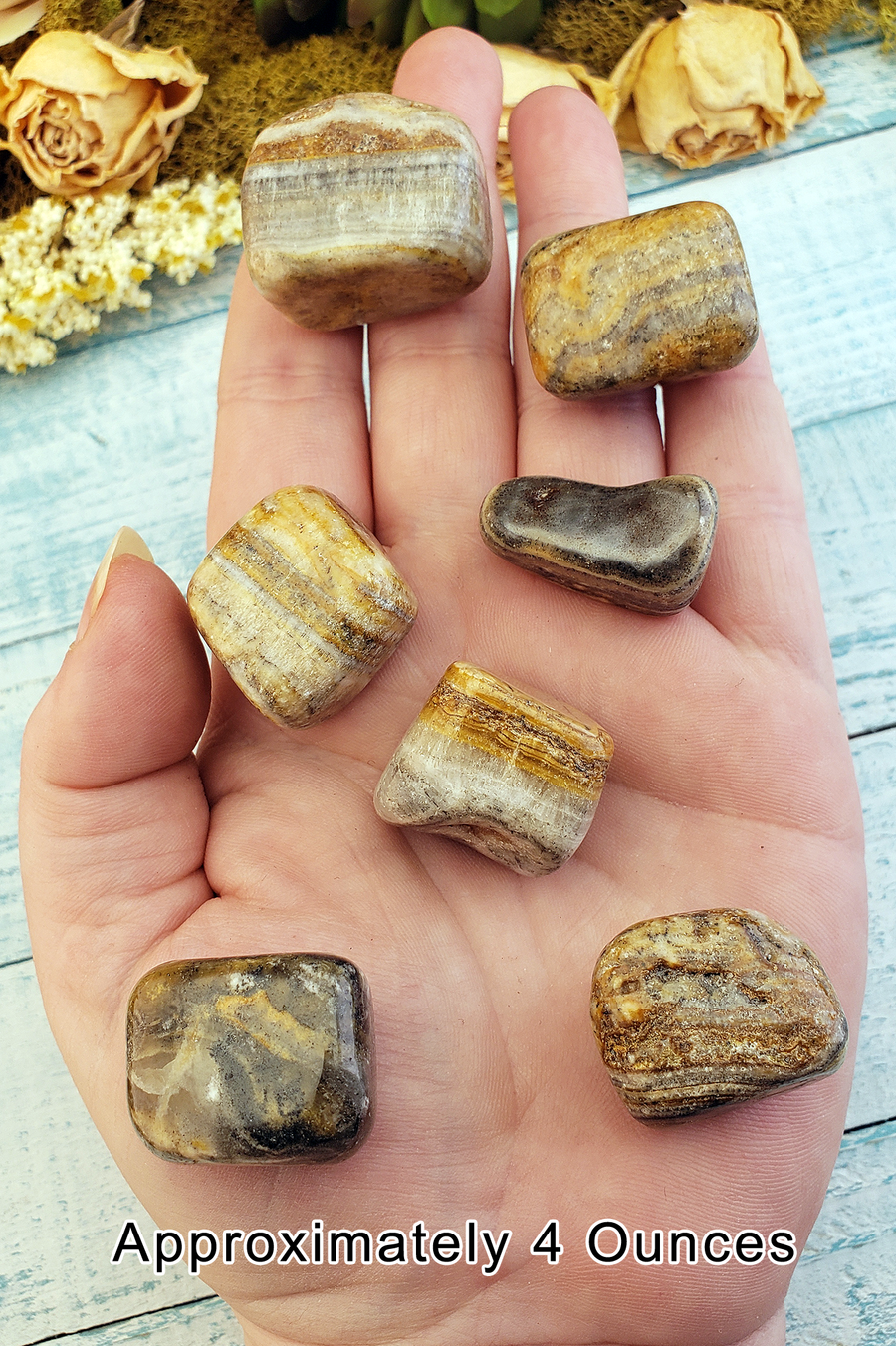 Marble Onyx Natural Tumbled Gemstone - 4 Ounces in Hand