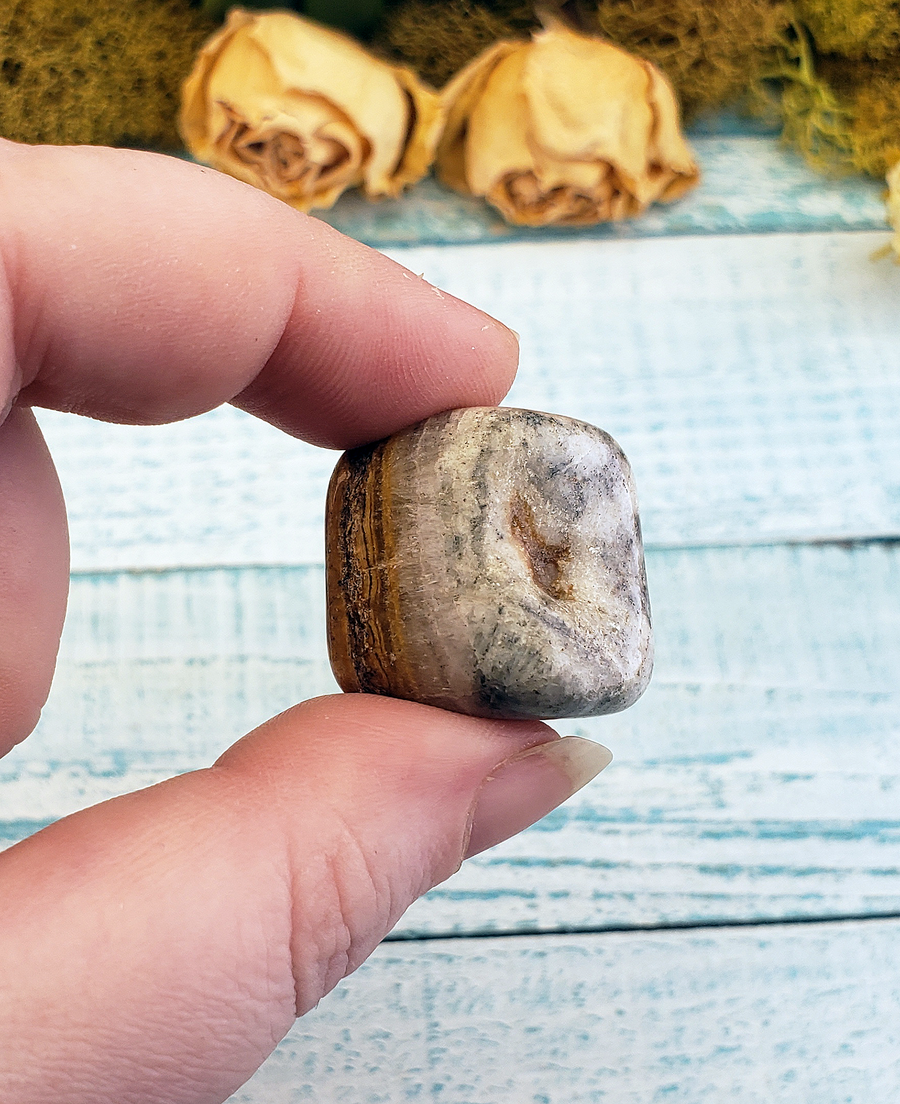 Marble Onyx Natural Tumbled Gemstone - One Stone in Hand