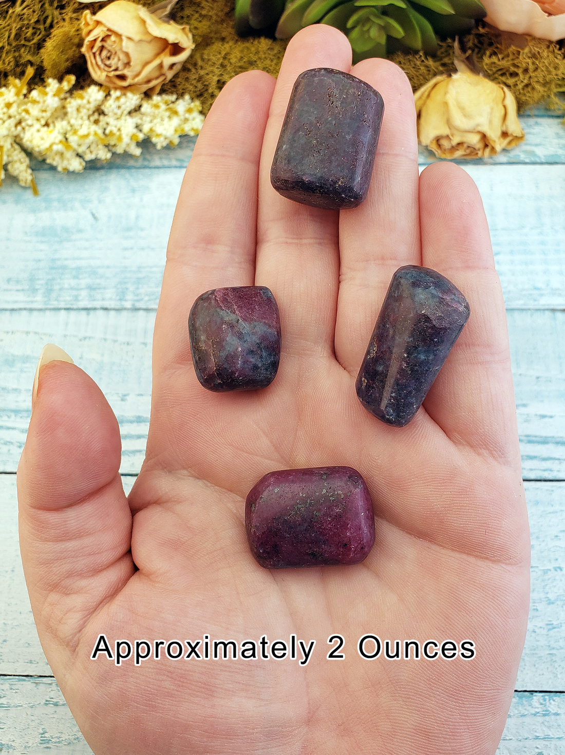 Ruby Kyanite Natural Tumbled Gemstone - 2 Ounces in Hand