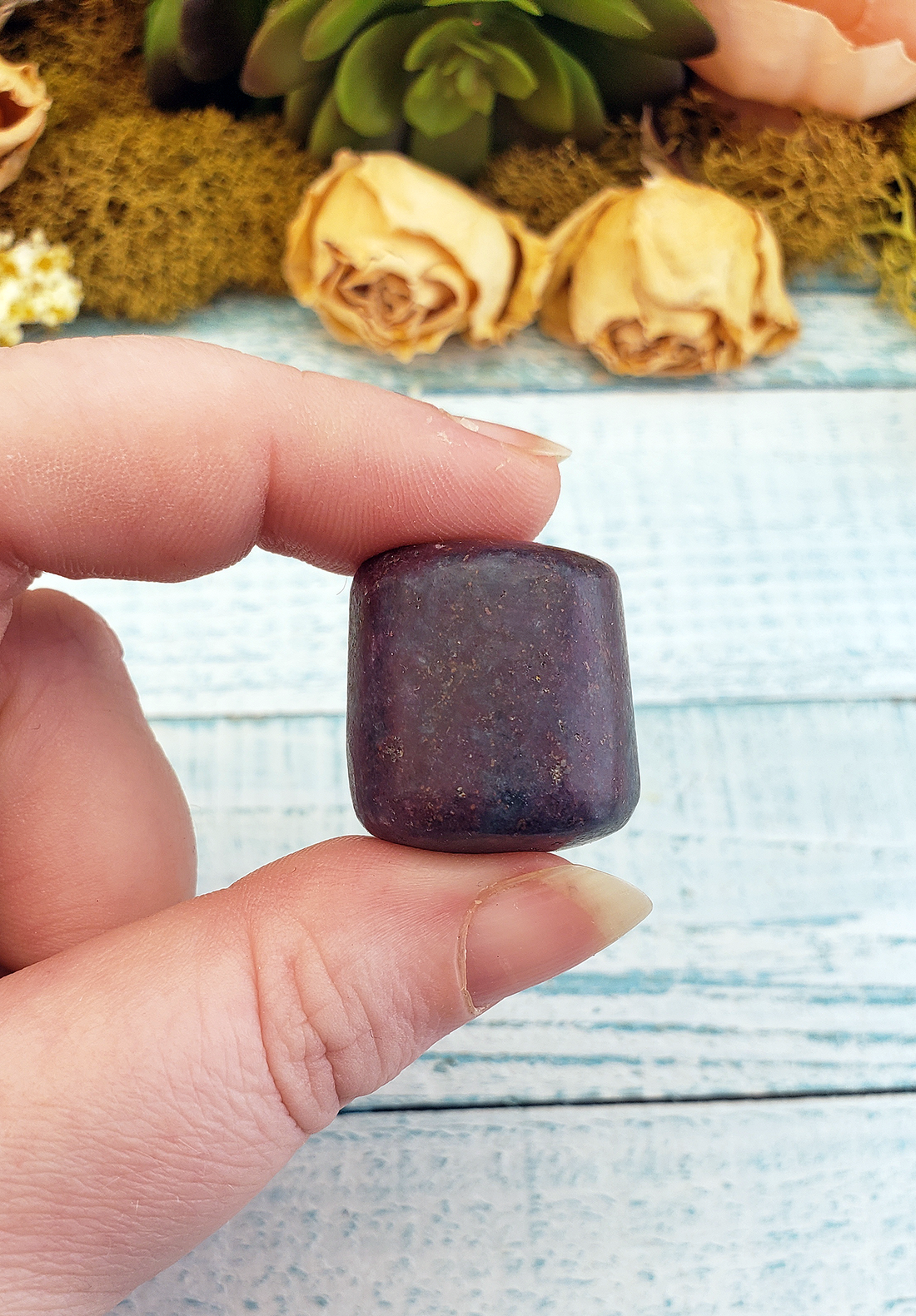 Ruby Kyanite Natural Tumbled Gemstone - One Stone Close Up