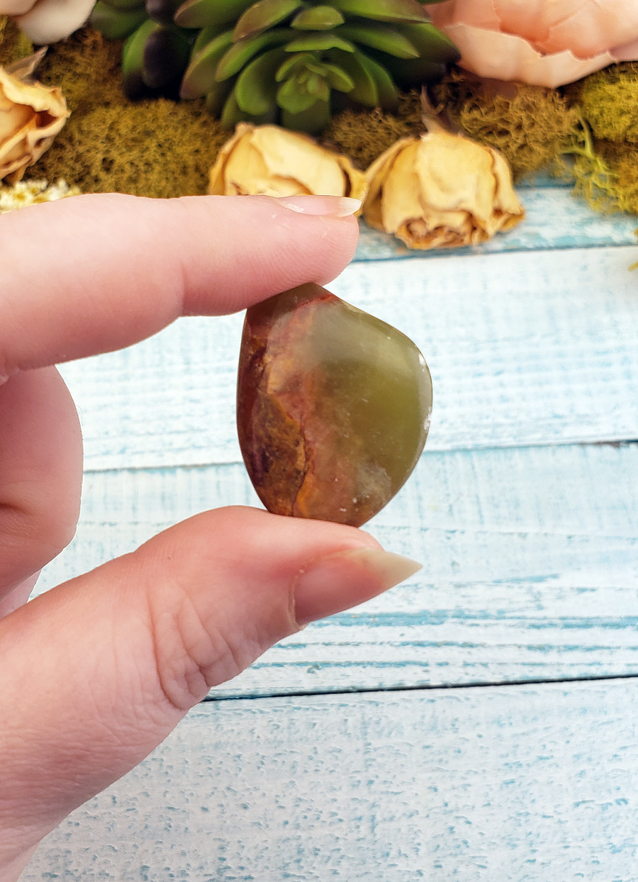 Green Aragonite Tumbled Gemstone - Freeform One Stone in Hand