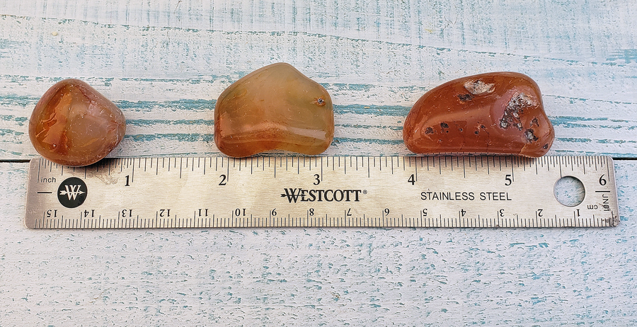 Carnelian Agate Tumbled Gemstone - Large Freeform Size Comparison