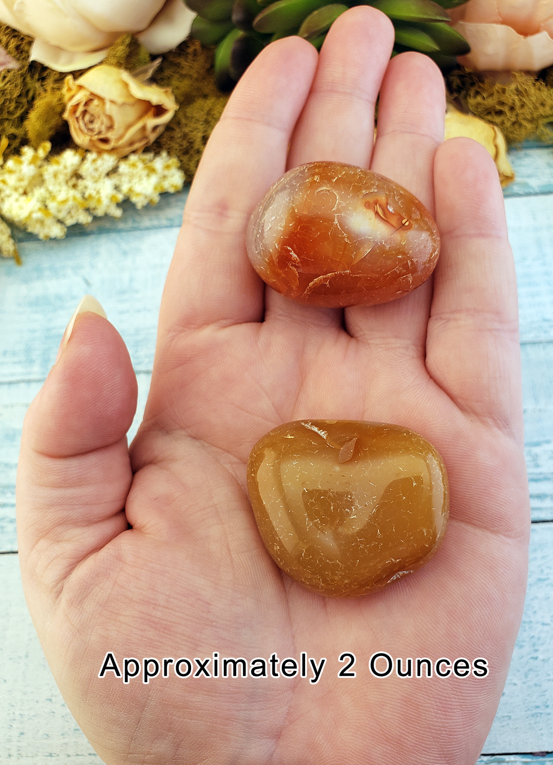 Carnelian Agate Tumbled Gemstone - Large Freeform Two Ounces in Hand