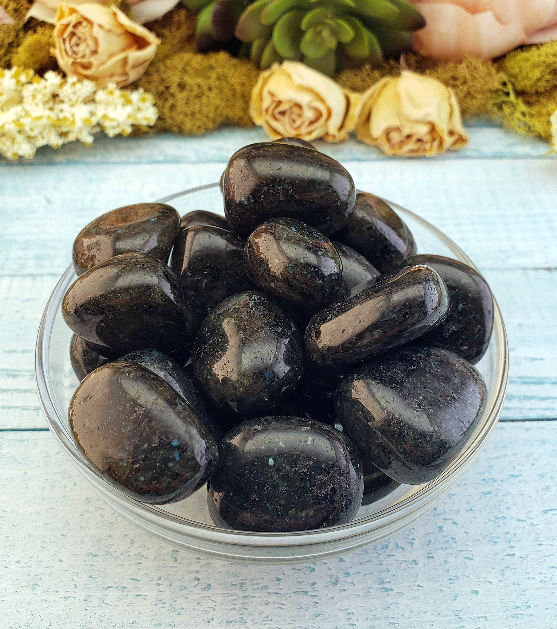 Micro Labradorite Tumbled Polished Natural Gemstone - In Bowl