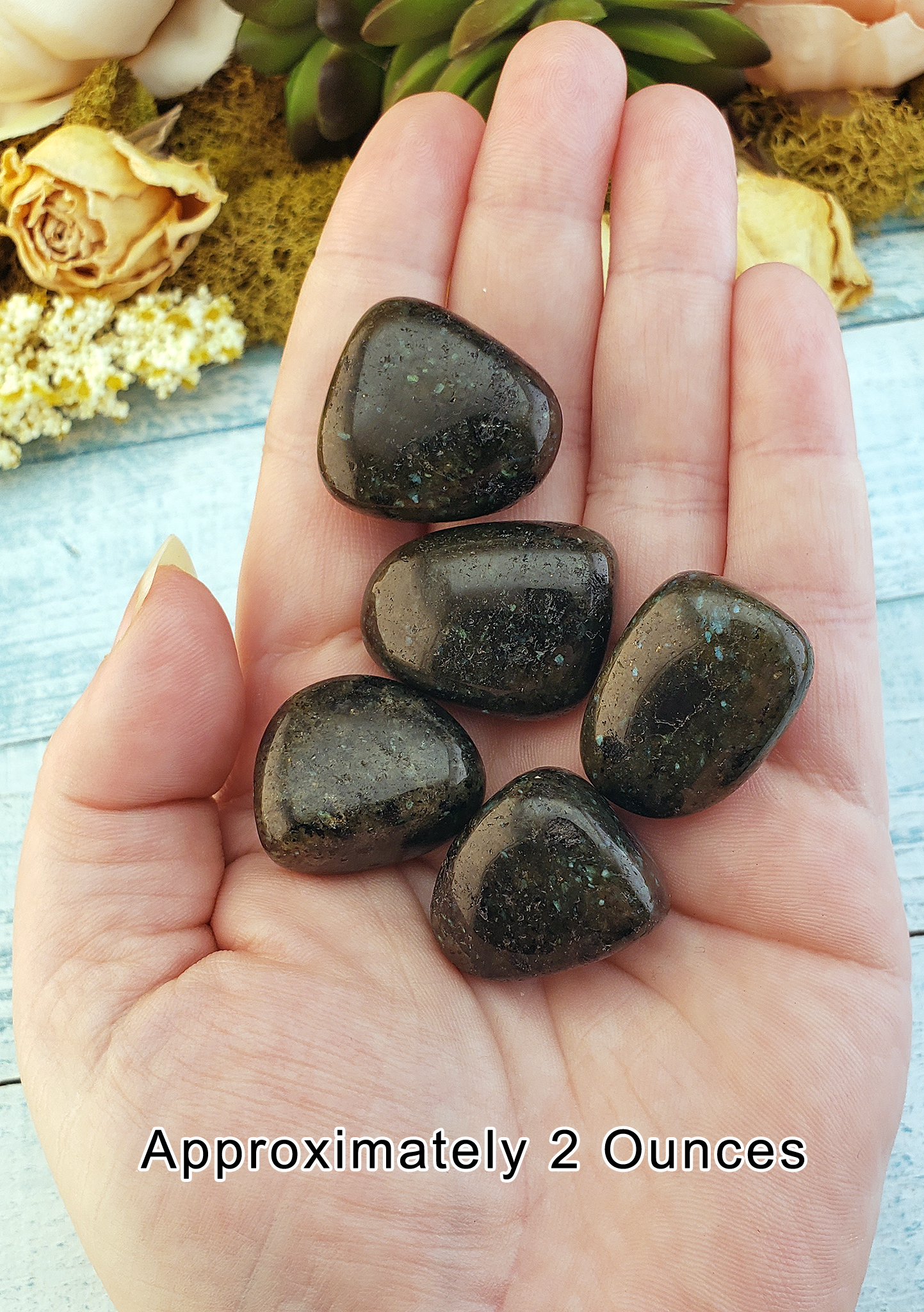 Micro Labradorite Tumbled Polished Natural Gemstone - 2 Ounces in Hand
