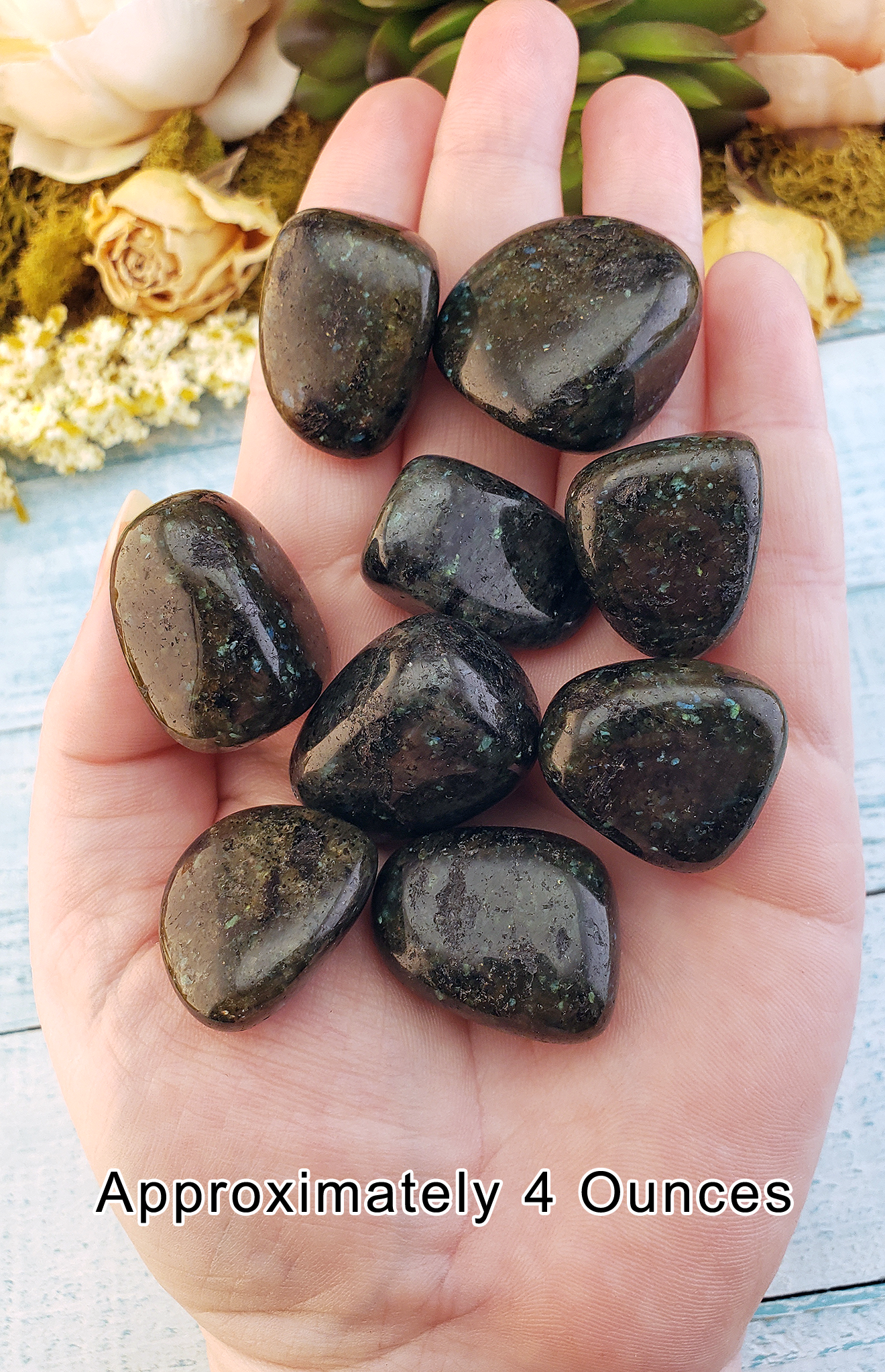 Micro Labradorite Tumbled Polished Natural Gemstone - 4 Ounces in Hand