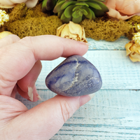 Blue Quartz Natural Tumbled Gemstone - Large One Stone - In Hand