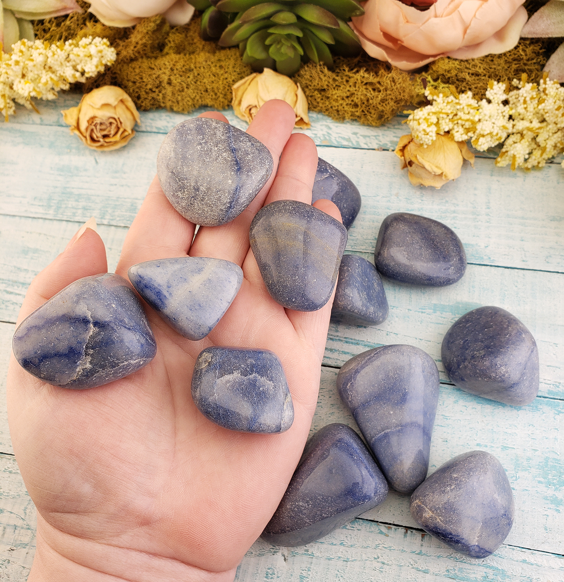 Blue Quartz Natural Tumbled Gemstone - Large One Stone