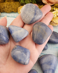 Blue Quartz Natural Tumbled Gemstone - Large One Stone - Close Up in Hand