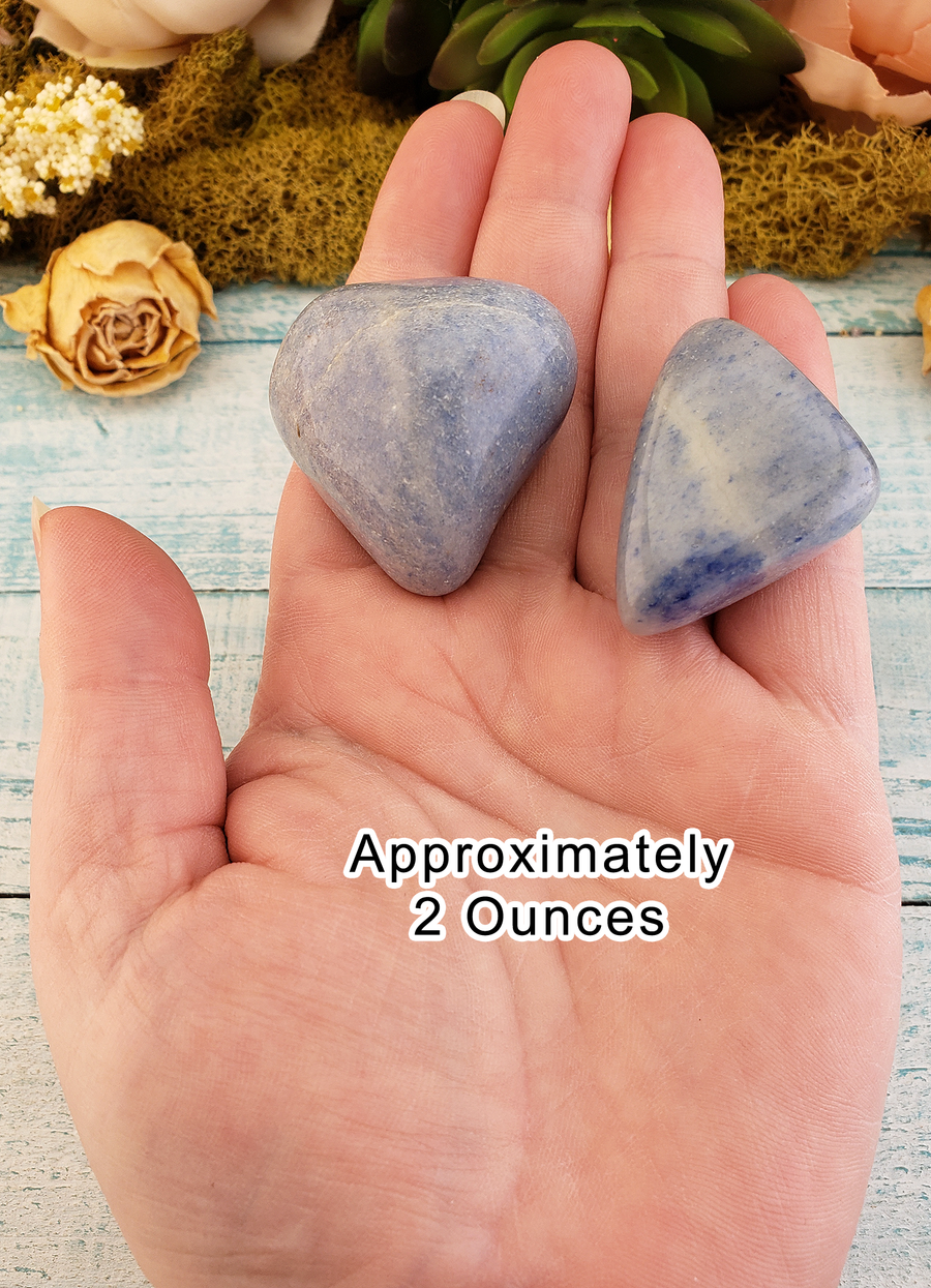 Blue Quartz Natural Tumbled Gemstone - Large One Stone - 2 Ounces in Hand