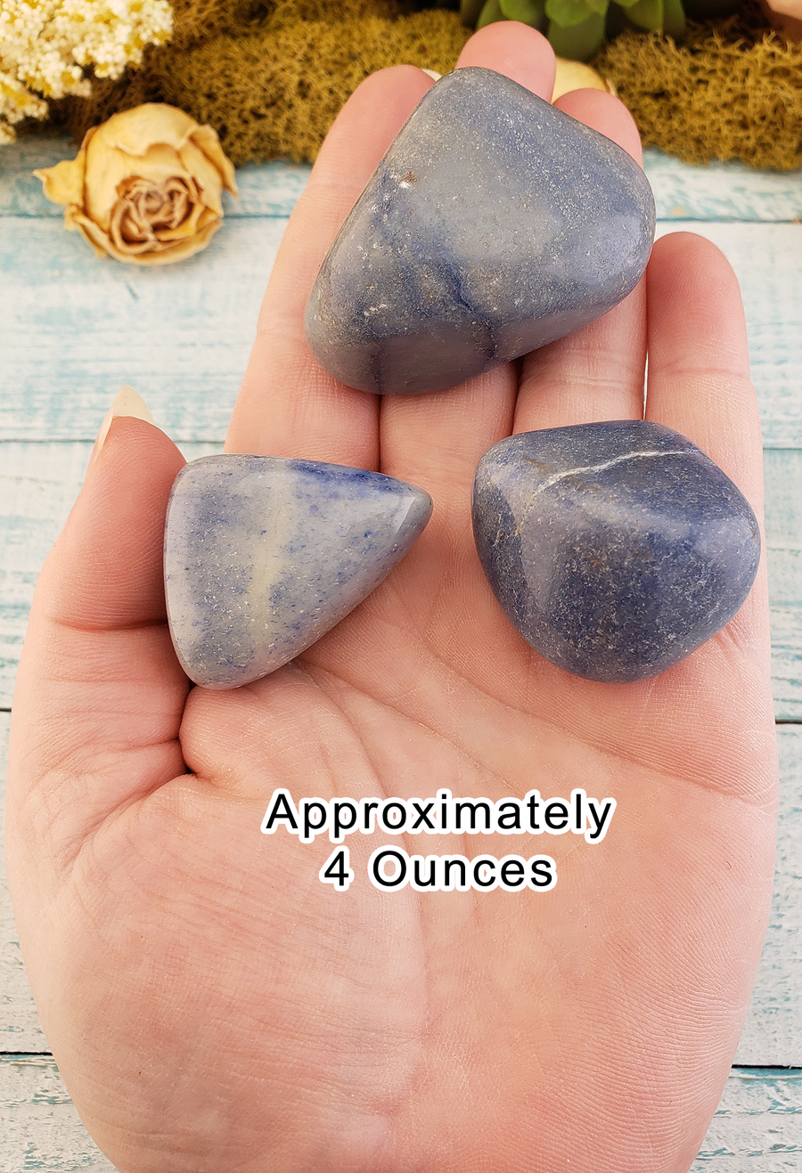 Blue Quartz Natural Tumbled Gemstone - Large One Stone - 4 Ounces in Hand