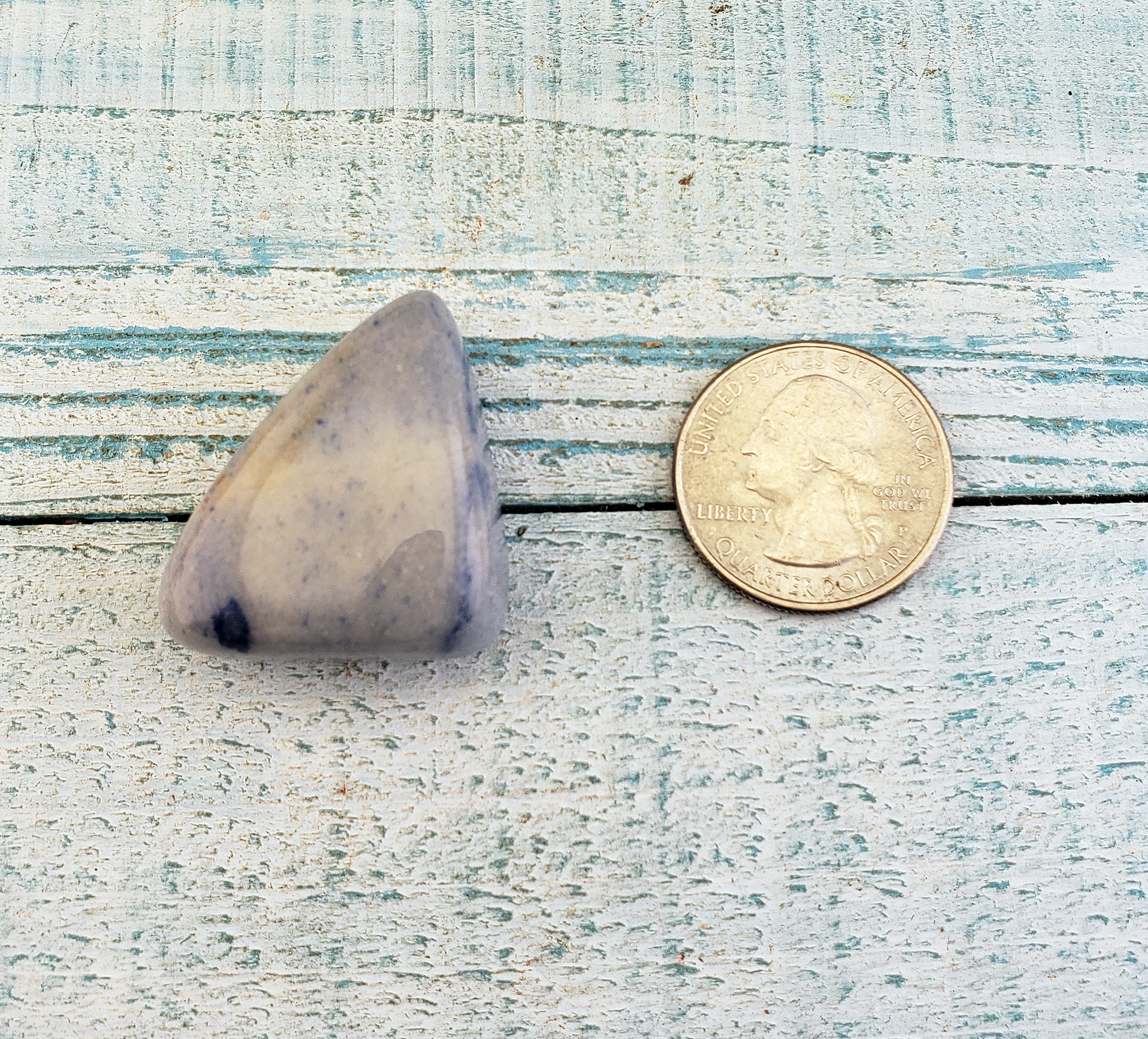 Blue Quartz Natural Tumbled Gemstone - Large One Stone - Size Comparison 2