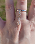 Sterling Silver Crescent Moon & Star Charm Handmade Ring