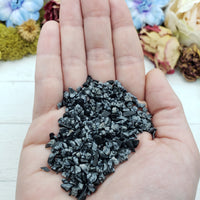 one ounce of snowflake obsidian crystal chips