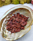 abalone shell with one ounce of red jasper stone chips