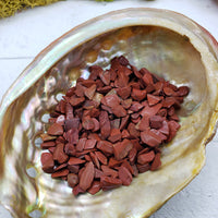 abalone shell with one ounce of red jasper stone chips